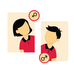Male and Female Profile Cards with Gender