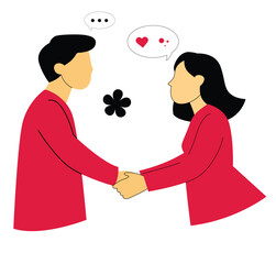 Romantic Couple Holding Hands and Talking