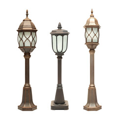 old street lamp transparent PNG set bundle, isolated background