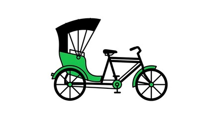 Find green and black cycle rickshaw vector image for transport and travel needs