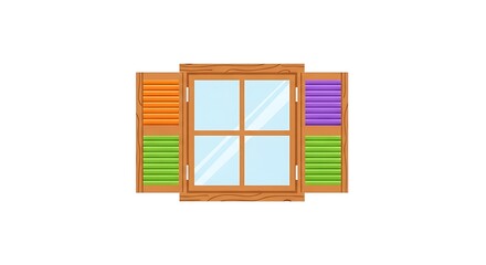 Window frame with shutters illustration for home decor and interior design ideas