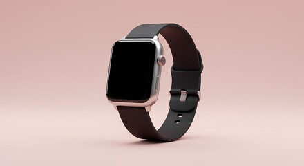 Sleek Smartwatch with Black Leather Band Modern Technology  Minimalist Design