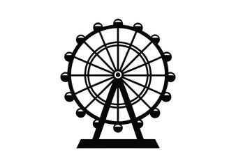 Ferris wheel silhouette black vector white background