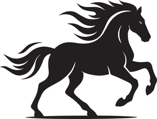 Obraz premium Majestic Black Stallion Silhouette A Symbol of Strength Power and Graceful Movement in its Rearing Stance