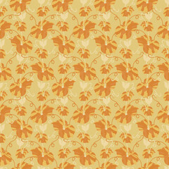 Fototapeta premium Golden Pumpkin Leaf Seamless Pattern