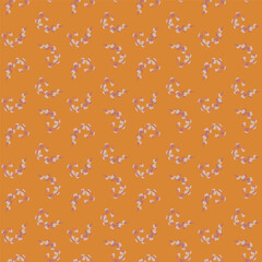 Tiny Orange Floral Seamless Pattern