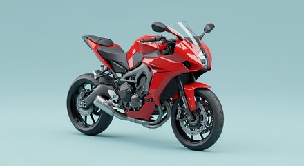 Powerful Red Sportbike A Detailed View of a Modern Motorcycle