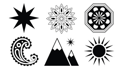 Black and White Abstract Vector Graphic Featuring Nature and Geometric Elements Creative Design Resource