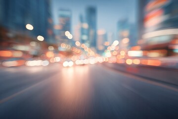 Blurred Background Of Urban City Traffic Lights And Nighttime Scene For Websites, Social Media Posts, And Advertising Campaigns