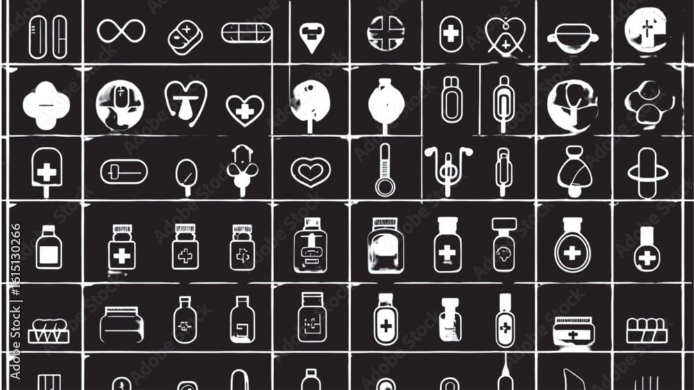 Fototapete set of vector icons with numbers alphabet letters symbols buttons for web design and technology