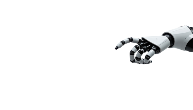 Robotic Hand Reaching Out in a Futuristic Setting, Symbolizing Technology and Innovation on transparent background