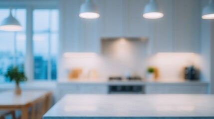 Blurred Modern Kitchen Interior Background