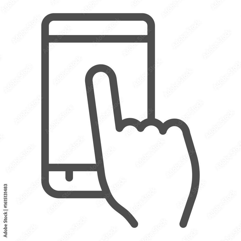 Aufkleber smartphone touching with finger line icon, using digital device concept, touchscreen mobile phone si