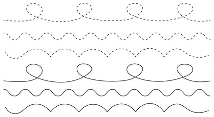 Obraz premium A collection of various dotted and solid line patterns isolated on white or png.