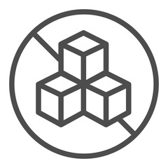 No symbol with sugar cubes line icon, sugar free concept, sugar-free sign on white background, outline style icon for mobile and web design. Vector graphics.