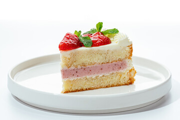 cakes with berries, chocolate and nuts on a white background