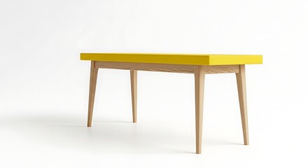 Modern yellow table with wooden legs furniture design for home and office decor