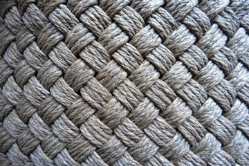 Close-up of a tightly woven, light gray, braided texture