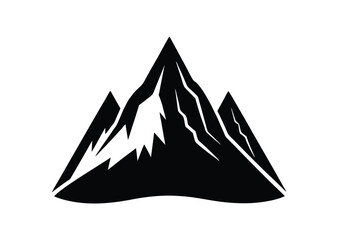 Mountain silhouette black vector white background