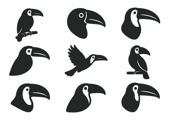 Fototapeta premium Toucan, bird silhouette icon set. wildlife, nature pictograms collection