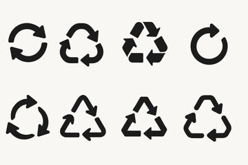 Recycling and sustainability icon set. silhouette eco-friendly icons collection