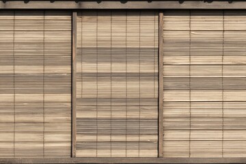 Close-up of traditional Japanese wooden sliding panels