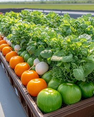 Vibrant Vegetables and Lush Greens in Rooftop Urban Garden