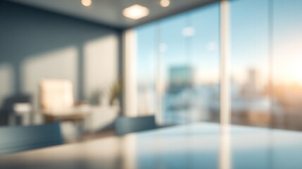 Blurred Office Background With Sunlit Windows And Modern Furniture For Business Presentations And Digital Marketing Purposes