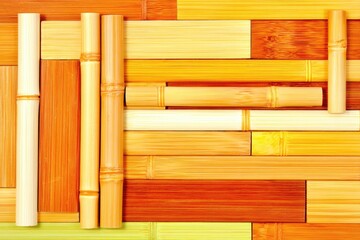 Colorful bamboo and wood blocks in a geometric pattern
