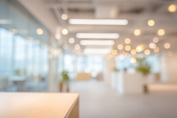 Abstract blurred modern office interior with bokeh lights