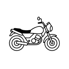 Fototapeta premium motorcycle vector illustration. Simple black and white line vector illustration of motorbike vehicle. Transport icon