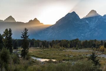 The mountains break the sun Yellowstone National Park