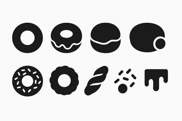 Bakery, pastry solid icon set. doughnuts, bread icons collection