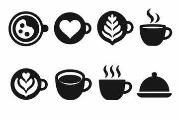 Coffee and beverage silhouette icon set. cafe, drink symbols in silhouette style