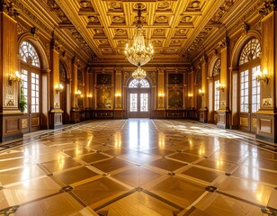 Fototapeta premium Grand hall with ornate golden details