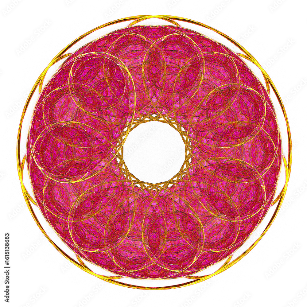 Poster abstract fractal graphic design element. on a white background there is a crimson circle with an ele