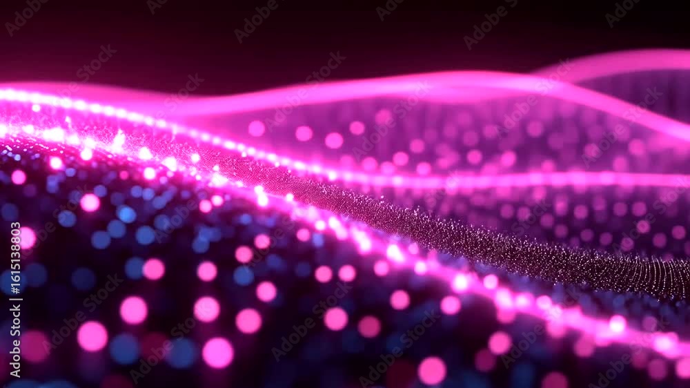 Aufkleber abstract glowing pink wave background with bokeh effect and smooth movement