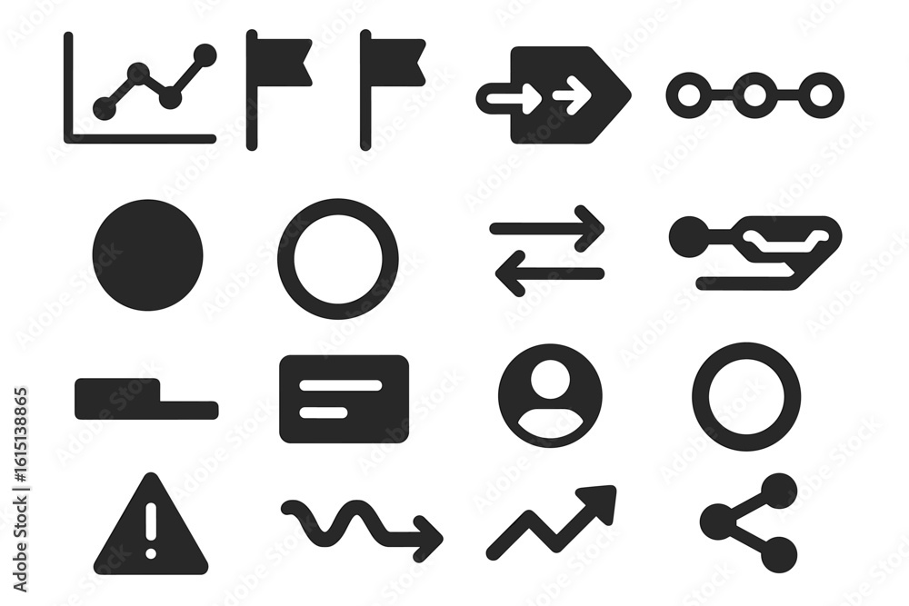 Poster business and analytics solid icon set. essential symbols for data tracking and reports