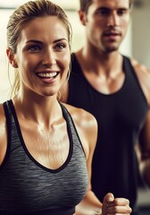 Fit couple enjoying a vigorous workout together in a gym setting