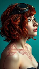 Naklejka premium A woman with wavy red hair