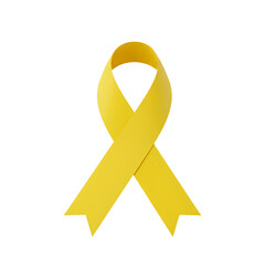 Yellow ribbon symbol of support on transparent background