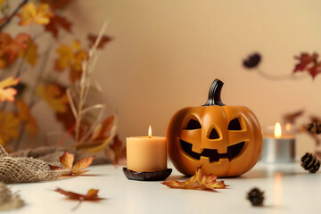 Halloween still life with subtle autumn tones
