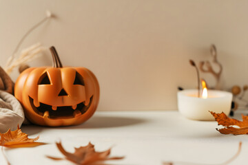 Mellow pumpkins and seasonal candle serenity