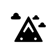 Mountain and clouds icon, bold line vector illustration in minimal style