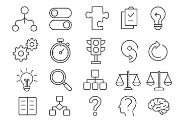 Business and technology line icon set. network, workflow, infographic symbols