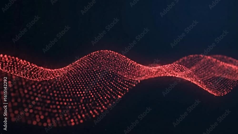 Poster wavy threepeak red dot pattern on dark background