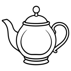 A black and white outline illustration of a teapot