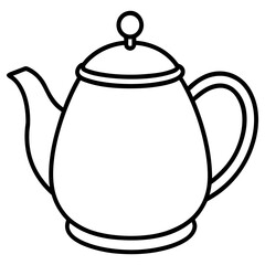 A black and white outline illustration of a teapot
