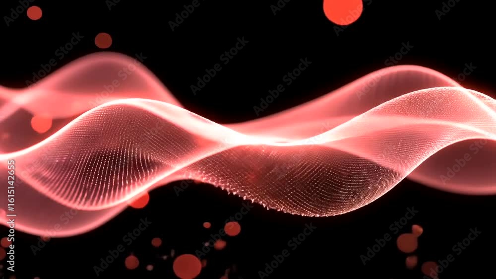 Poster abstract particle wave animation, flowing with elegant energy and movement