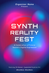 Futuristic Music Event Poster with Synthwave Abstract Background